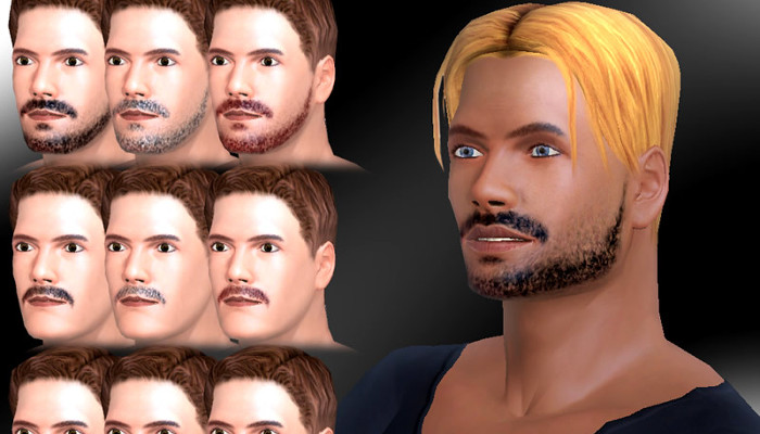 Schermata di personalizzazione del volto maschile, con tagli di capelli e barbe.