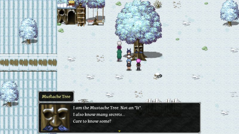 Mappa RPG innevata con personaggi accanto a un edificio.