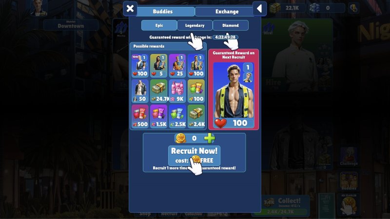 Inventario dei personaggi e interfaccia di potenziamento degli oggetti.