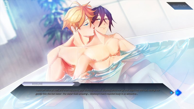 Due personaggi maschili adulti in una scena alle terme.
