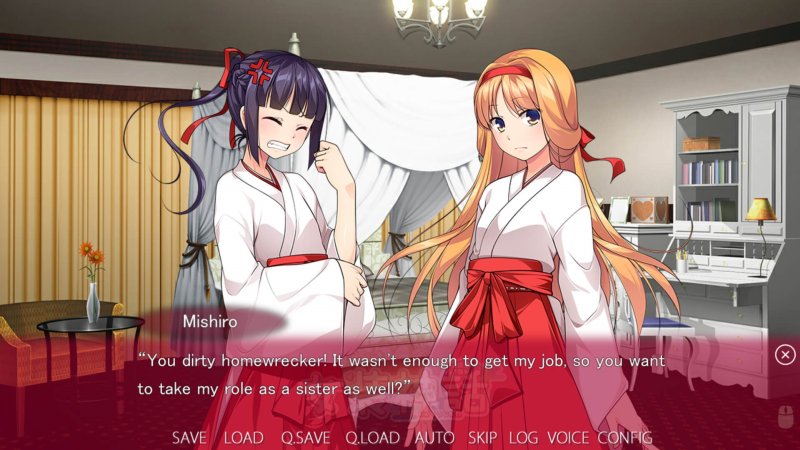 Dialogo anime con due personaggi del santuario in un ambiente interno.