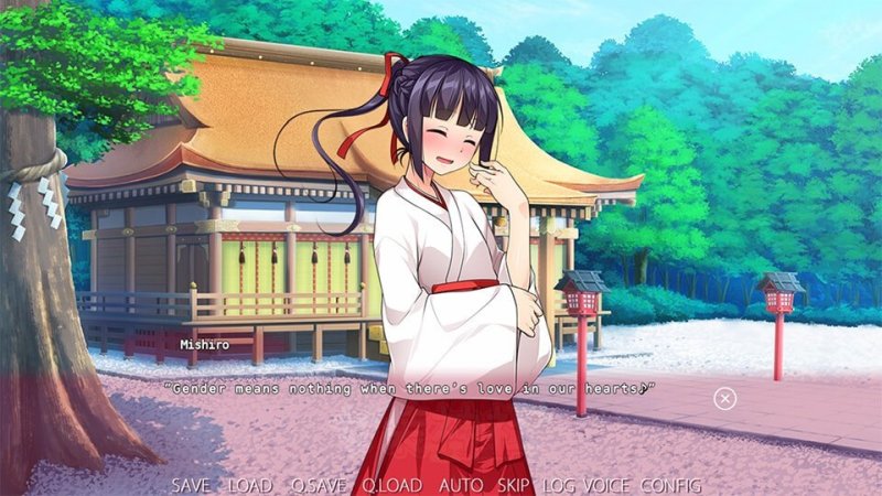 Primo piano di un personaggio illustrato in una visual novel anime.