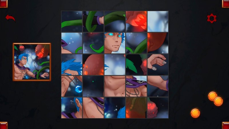 Puzzle scorrevole con l'illustrazione di un personaggio maschile.